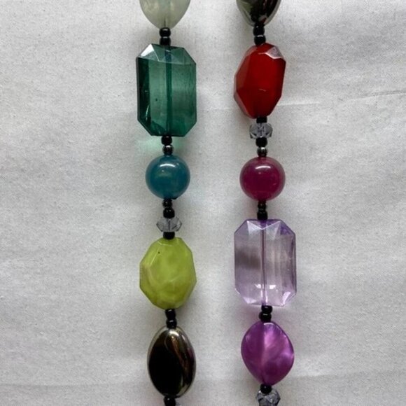 MKM Designs Fashion Necklace Faceted Plastic Beaded Multicolor 34" Boho NWT - Picture 8 of 15